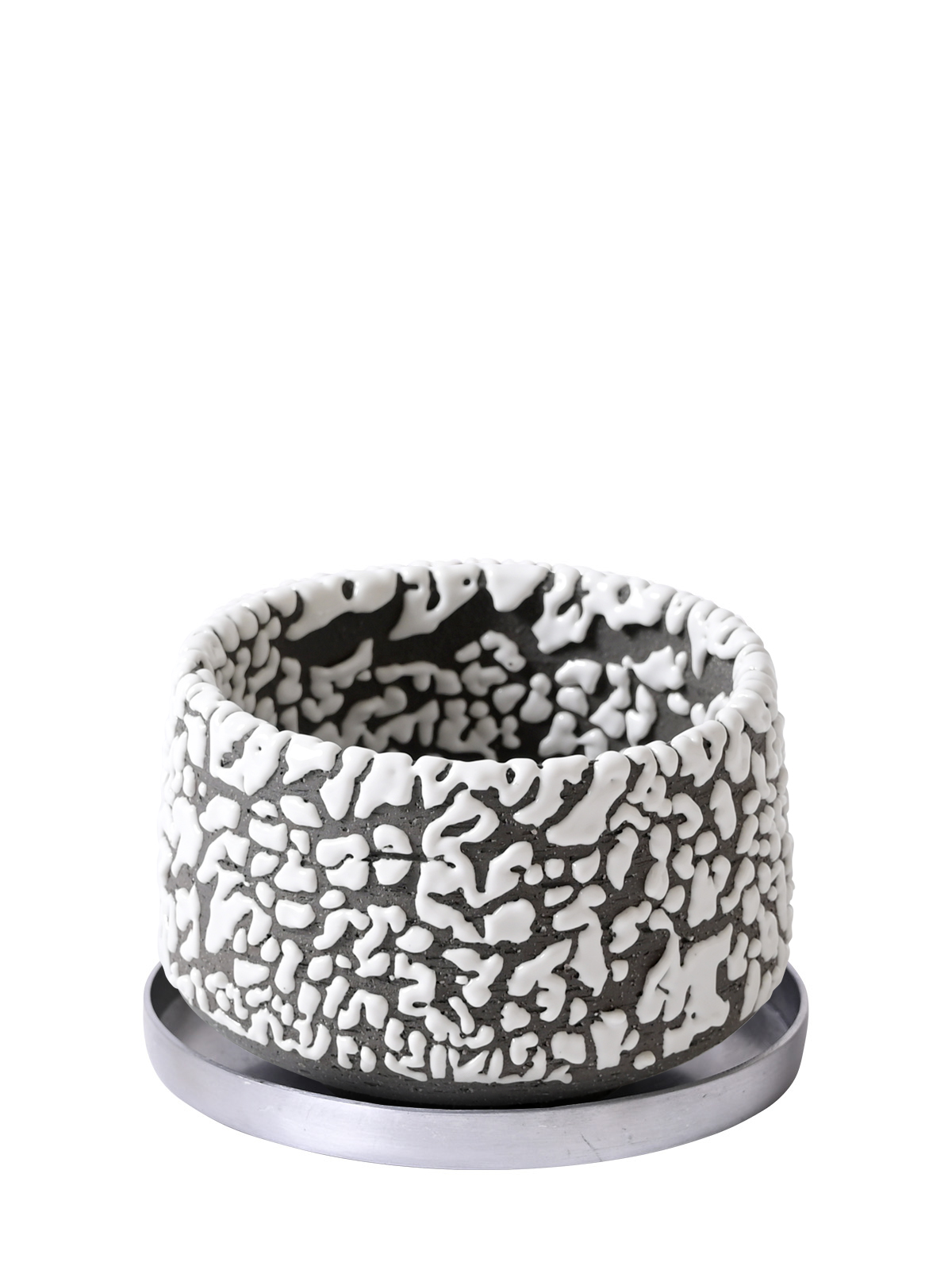 ＊64873 ROCK GLAZED PLANTER WHITE