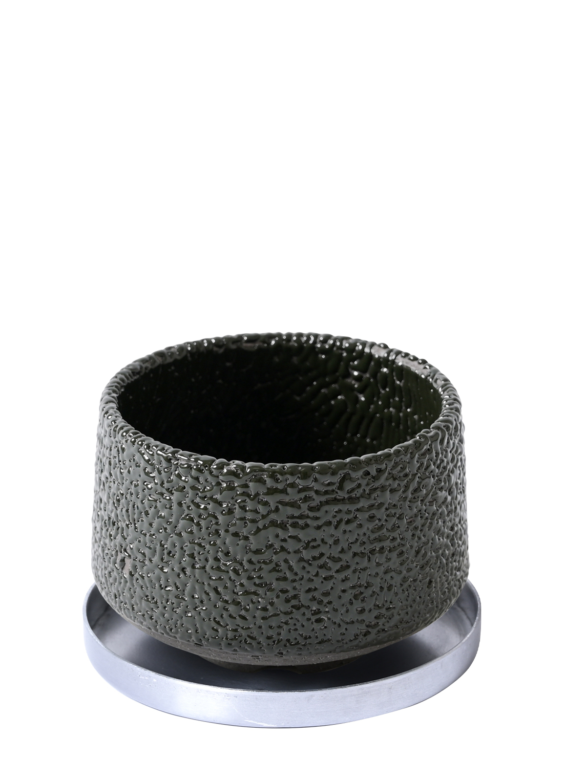 ＊64874 ROCK GLAZED PLANTER BLACK